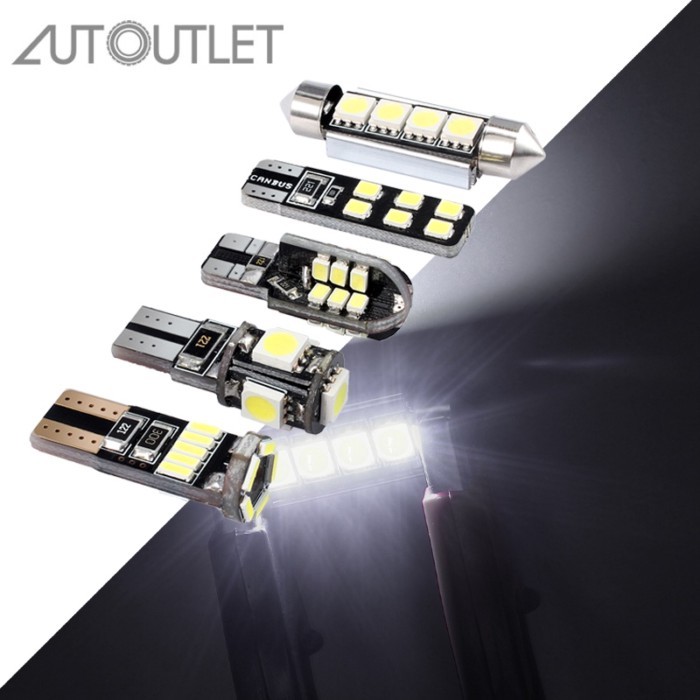 AUTOUTLET C5W T10 168 194 2825 Xenon White Light 42mm Festoon  LED Bulb 18 Pcs T10 W5W LED bulbs fo