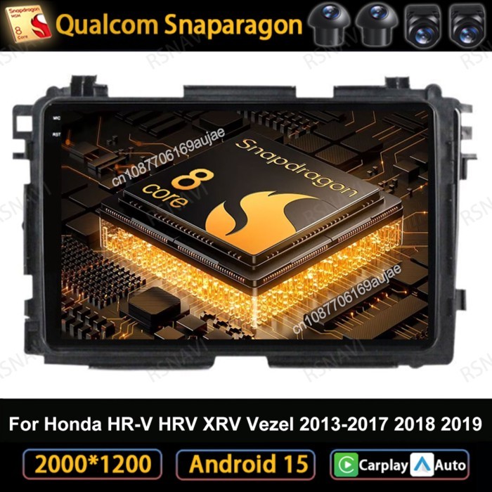 Car Radio Android 15 For Honda HR-V HRV XRV Vezel 2013-2017 2018 2019 Wireless Carplay Auto Navigat