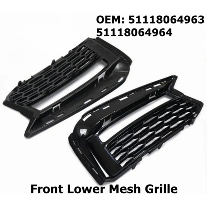 1Pair For BMW 5' G30 G31 M Sport 17-21 Front Lower Mesh Grille Fog Light Cover Trim Air Intake 5111
