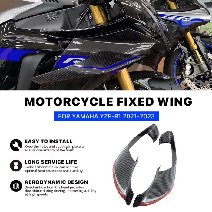 Motorcycle fixed wing Suitable For Yamaha YZF-R1 YZFR1 YZF R1 2021-2024 ABS wing spoiler siide wing