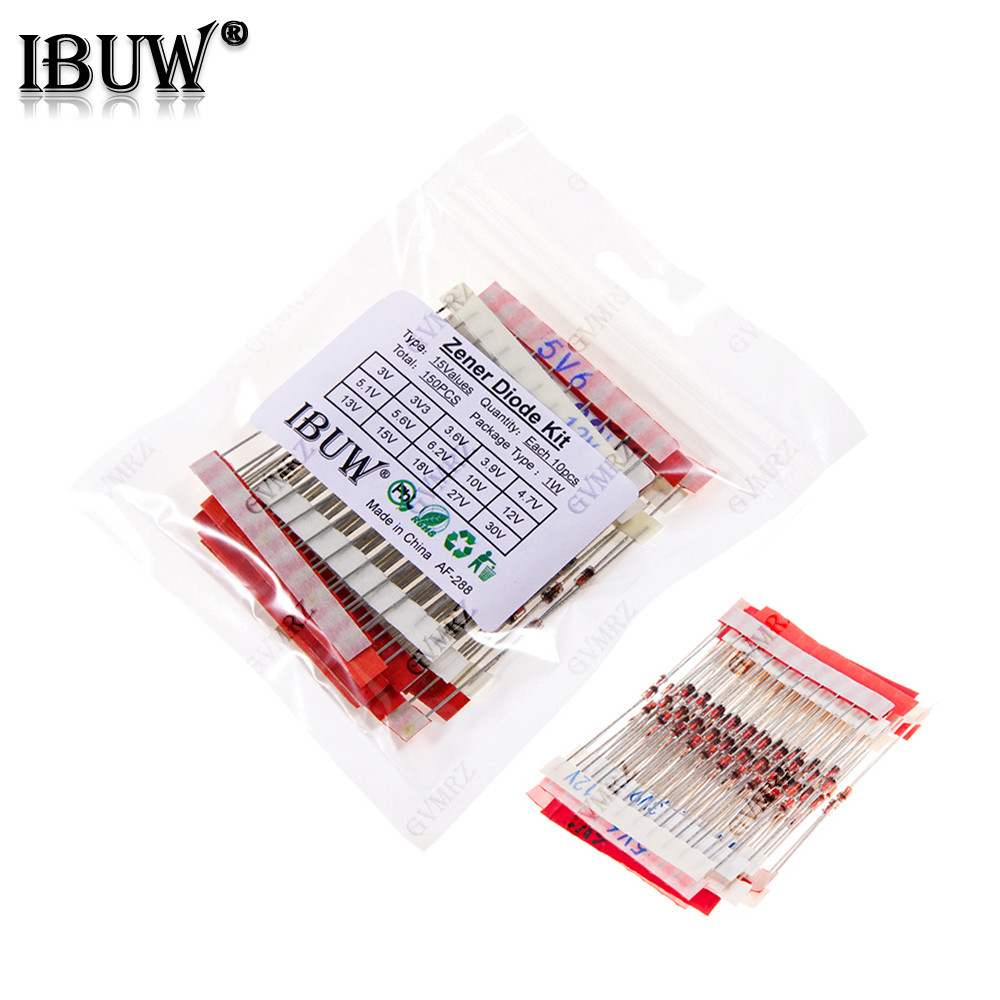 150PCS 15 ค่า 1W Zener Diode Kit 3V-30V สําหรับแรงดันไฟฟ้าระเบียบโครงการอิเล็กทรอนิกส์