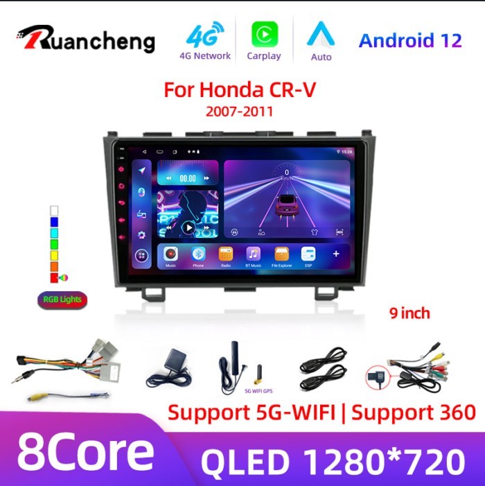 8Core Android 12 Carplay Car Radio For Honda CR-V 3 RE CRV 2007-2011 Multimedia Video Player 2 Din