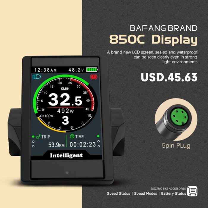 Ebike Bafang 850C Display UART Protocol E-Bike Computer Waterproof for Electirc Bike Bafang BBS01 B