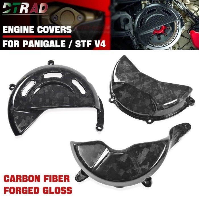For DUCATI Panigale V4 V4S V4R 2018-2025 Streetfighter V4S 2023+ Carbon Fiber Alternator Cover & Ri