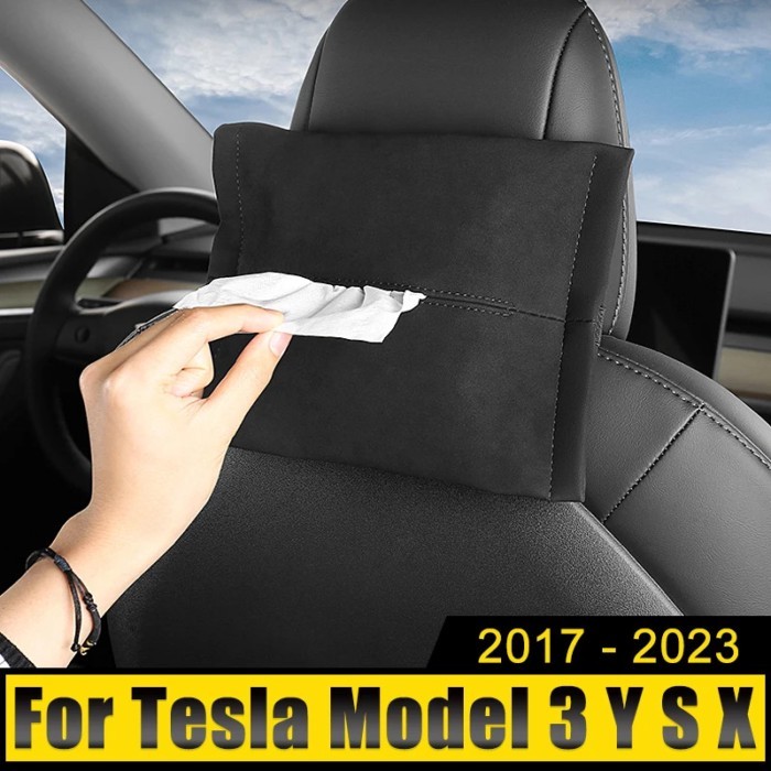 Car Tissue Box Holder Center Console Armrest Napkin Case With Fix Strap For Tesla Model 3 X Y S 201