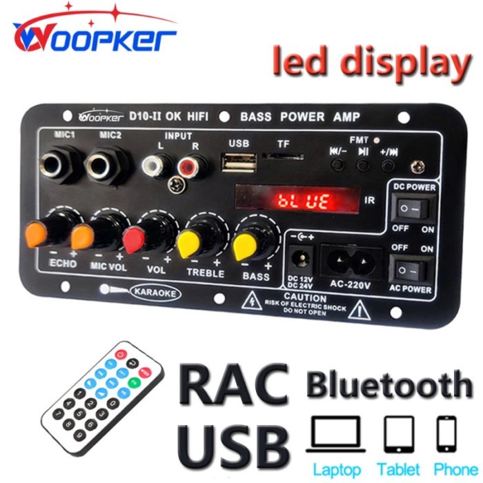 Woopker D10-II Bluetooth Audio Amplifier Board with LED Screen 30-120W for 4 Ohm Speaker Home Power