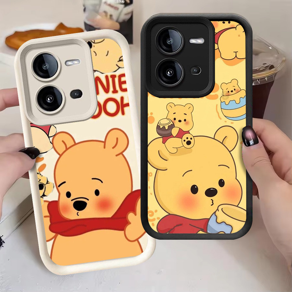 G-32 ปลอกหมีพูห์น่ารักสําหรับ VIVO Y28 Y28s V25 V25E Y17S สีดําและสีขาว