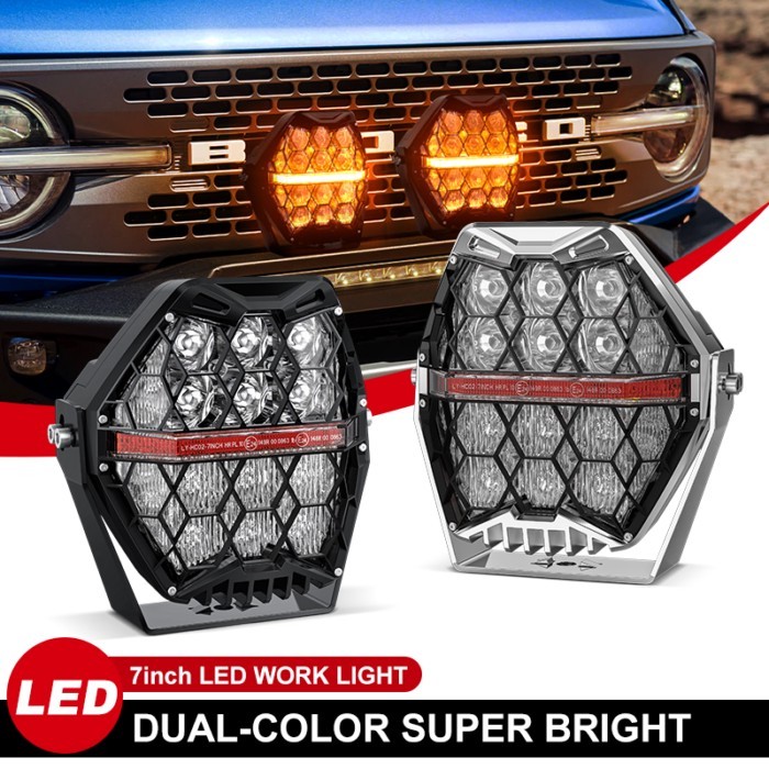 7inch 120W Auto LED Spot Work Lamps White and Amber Led Work Lights For 4x4 Offroad Tractors Truck