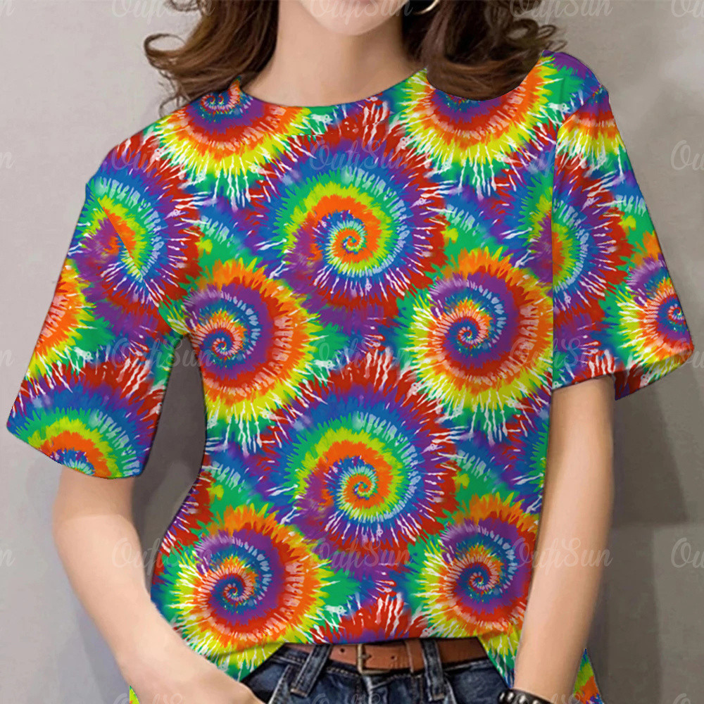 (มีสินค้า) เสื้อสงกรานต์2569เสื้อลายมัดย้อมสีสันสดใสสำหรับเทศกาล Hawaiian Blouse Casual Loose Short 