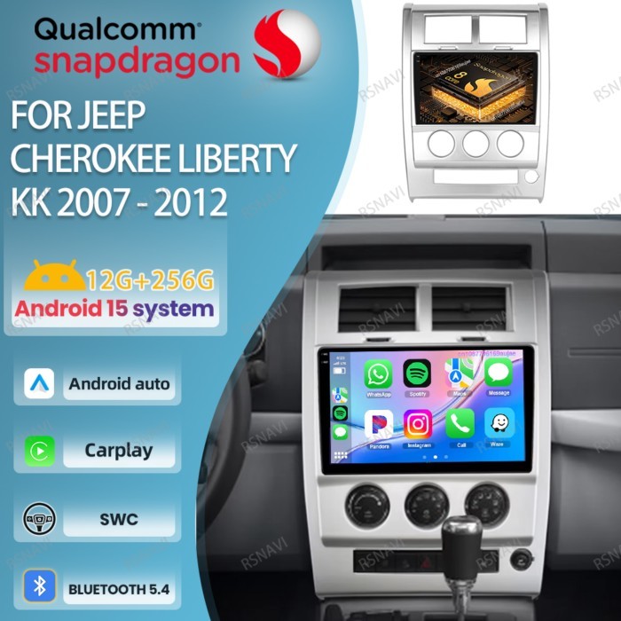 Car Radio Android 15 For Jeep Cherokee Liberty KK 2007 - 2012 Viedo Player QLED DVD 5G WIFI Wireles