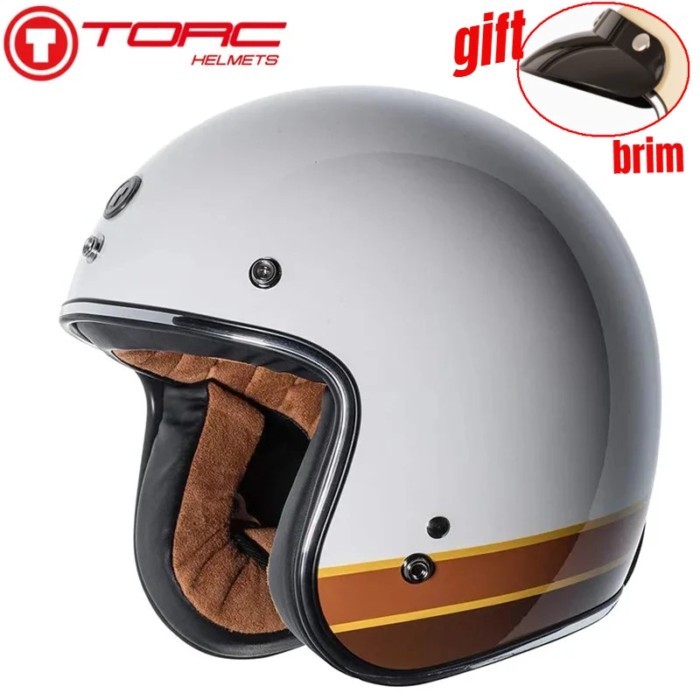 TORC Motorcycle Helmet Motorbike Vintage Open Face 3/4 Racing Helmet Motocross Casque Moto DOT Appr