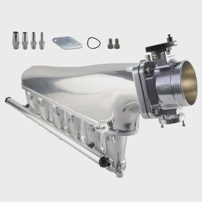 High-Flow Intake Manifold w/Fuel Rail 90mm Throttle Kit For Toyota Supra Chaser 2JZ-GE Black/SIlver