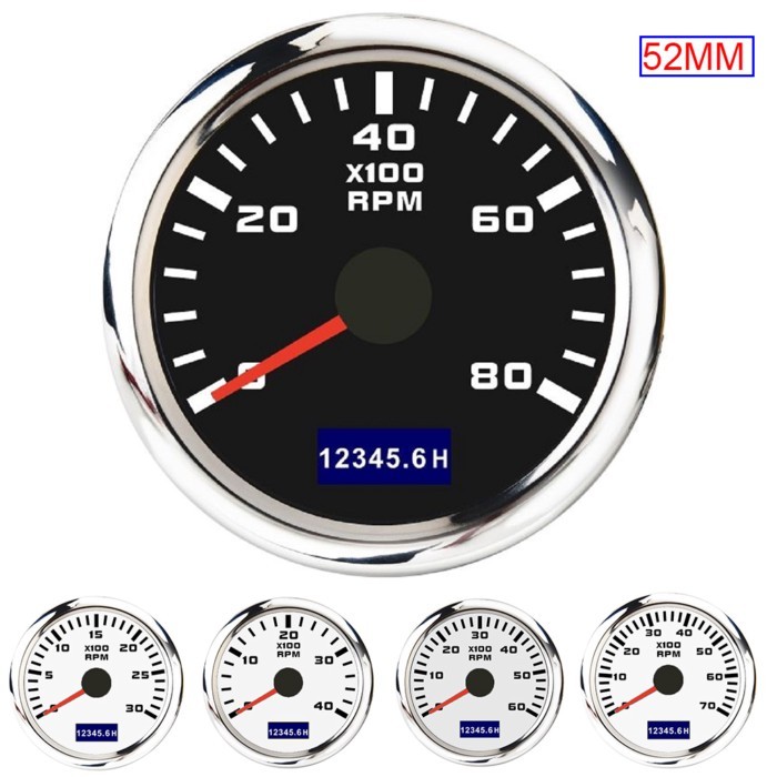 custom 52mm Tachometer 3000/4000/6000/7000/8000RPM Boat Tacho Gauge Red Light Marine Tacho Meter wi