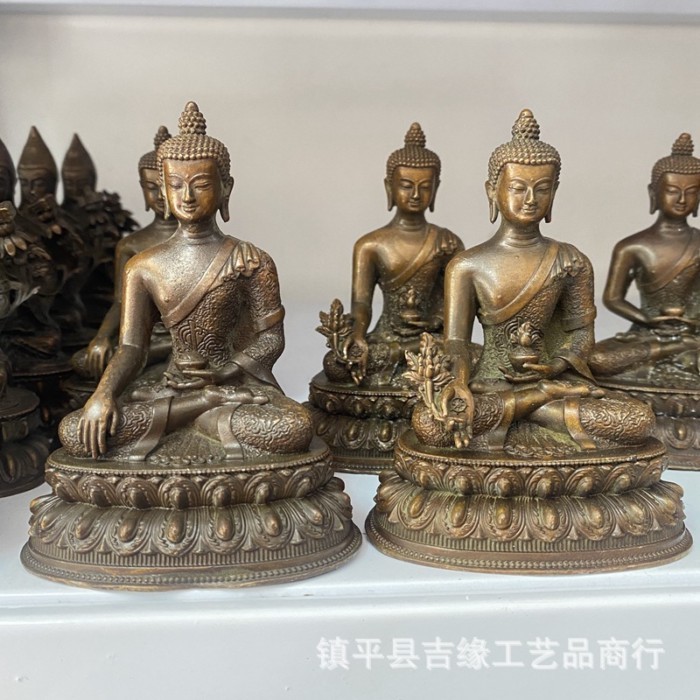 Antique Tibetan style Buddha ornament 10cm small inch Buddha Green Tara Buddha statue retro domesti