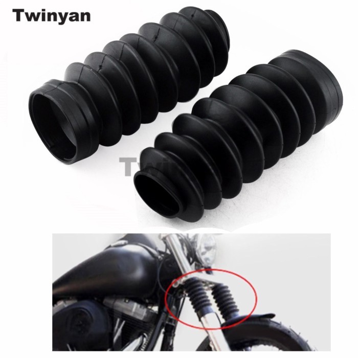 39mm Motorcycle Rubber Front Long Fork Boots Gators Covers Protection For Harley Dyna FXD Sportster