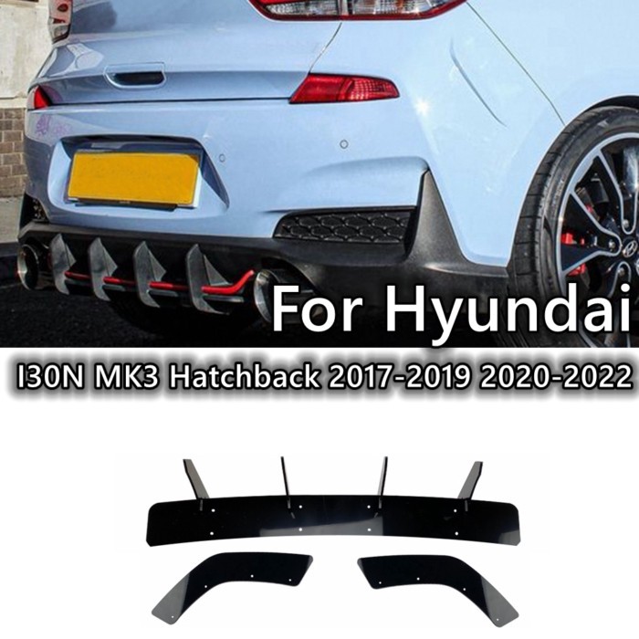 Black Rear Bumper Diffuser Spoiler Splitter For Hyundai I30N I30 N MK3 Hatchback 2017-2019 2020 202
