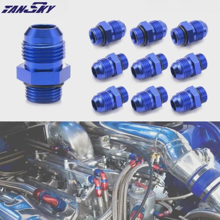 TANSKY 10PCS Straight AN4 AN6 AN8 AN10 AN12 Male Flare To ORB Male Fuel Pump Rail Adapter Aluminum