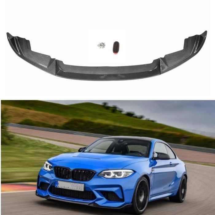 Front Bumper Spoiler Lip For BMW F87 M2 Competition 2019-2021 Coupe 2-Door Carbon Fiber Look/Gloss