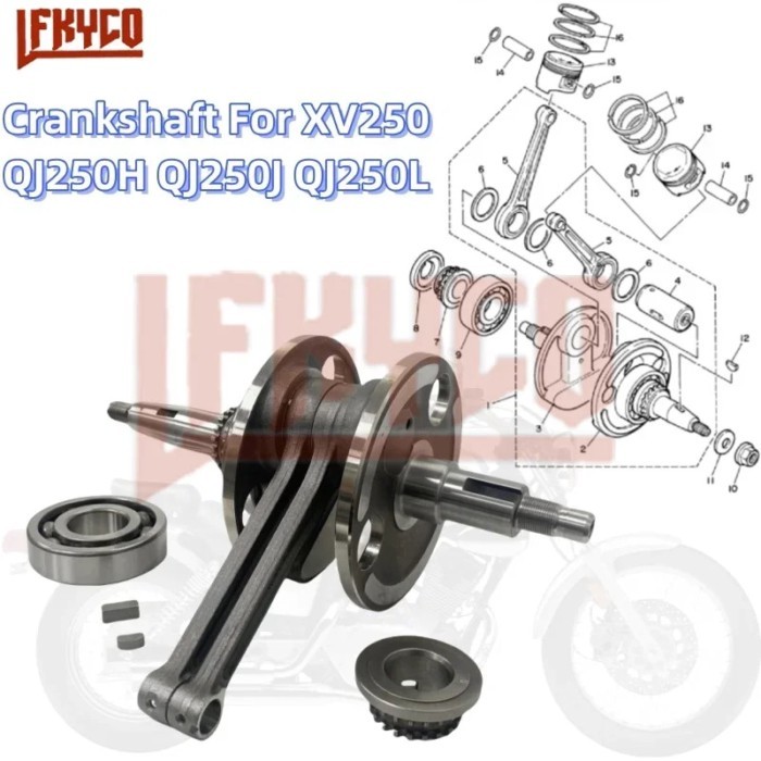 Motorcycle Accessory for Yamaha XV250 Virago XV 250 QJMOTOR QJ250H QJ250J QJ250L 2V49 Crankshaft Co