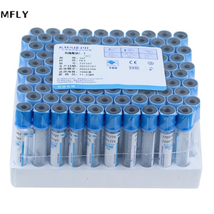 100pcs anticoagulant Blood coagulation sodium citrate plastic tube sterile negative pressure vacuum