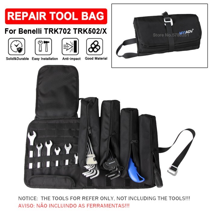 Motorcycle Bag Portable Repair Tools Kit Storage Roll Up Pouch Organize For Benelli TRK 702 502 X F