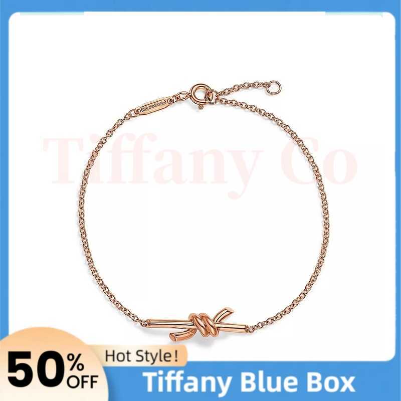 กำไลโซ่ผูก Tiffany & Co. ทองคำสีชมพู 18K ปรับขนาดได้ ใส่ได้ทั้งเดี่ยวและซ้อน