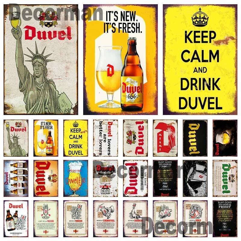 [ Mike86 ] Duvel เบลเยียม BEER ป้ายดีบุกโลหะ Wall Plaque Retro Wine โปสเตอร์ภาพวาดผับตกแต่ง LTA-2032