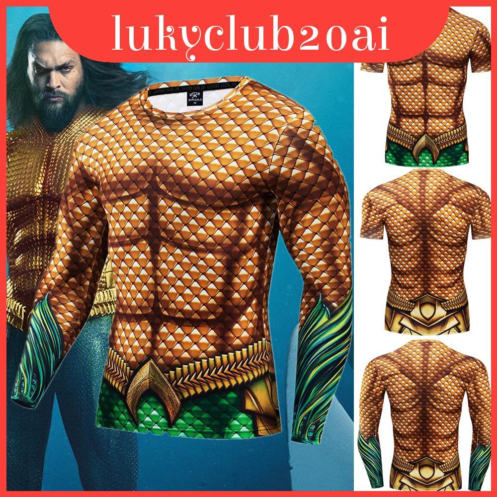 เสื้อกีฬาแบบ compression กับการพิมพ์ภาพ Aquaman 3D และเนื้อผ้าที่ดูดซับเหงื่อได้ดี
