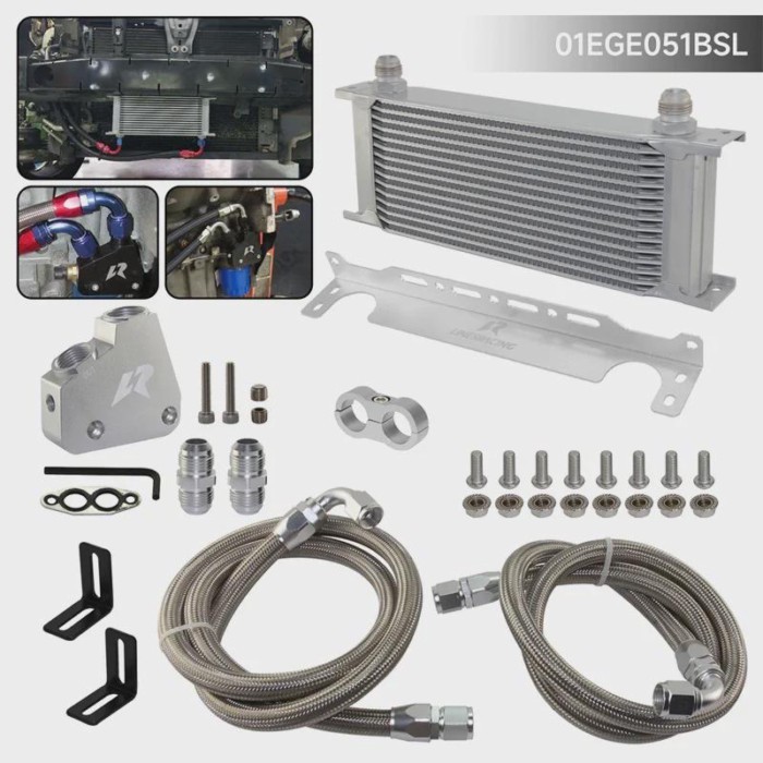 Oil Cooler 15/16 Row Engine Kit For Silver GM CK Chevrolet Corvette Camaro LS1 LS2 LS3 LS6 LS7 LS9