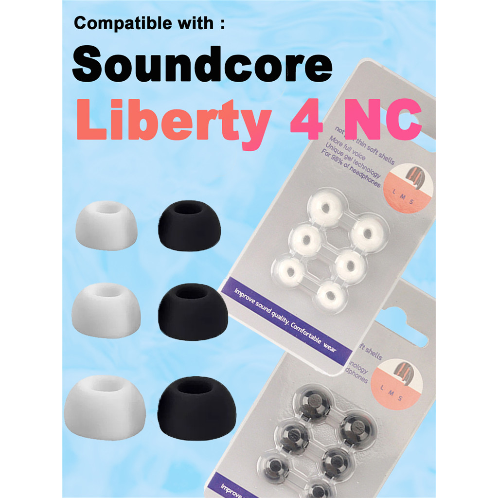 6 ชิ้นซิลิโคนหูเคล็ดลับใช้งานร่วมกับ Anker Soundcore Liberty 4 NC เปลี่ยนหูฟังชนิดใส่ในหูหูฟังแบบนุ่มครอบคลุม S/M/L