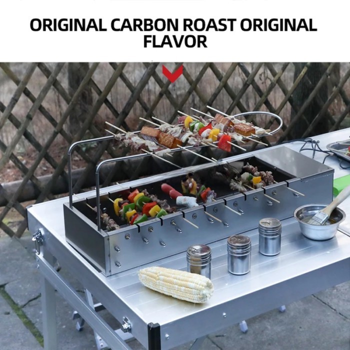 M Stainless Steel Barbecue Machine Outdoor Portable Grill Household Automatic BBQ Kebab Rotating Ma