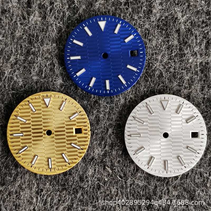นาฬิกา 28.5 มม.สีฟ้า Luminous Dial เหมาะสําหรับ 8215 ETA2824 2836 การเคลื่อนไหว Dial