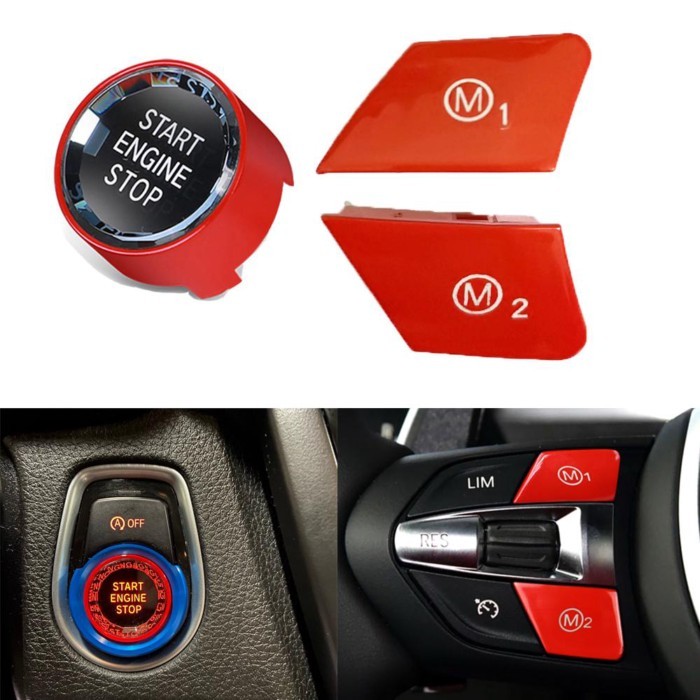 Car Steering Wheel Crystal Start Stop M1 M2 Button Fit for BMW M2 M3 M4 M5 M6 X5M X6M F20 F22 F30 F