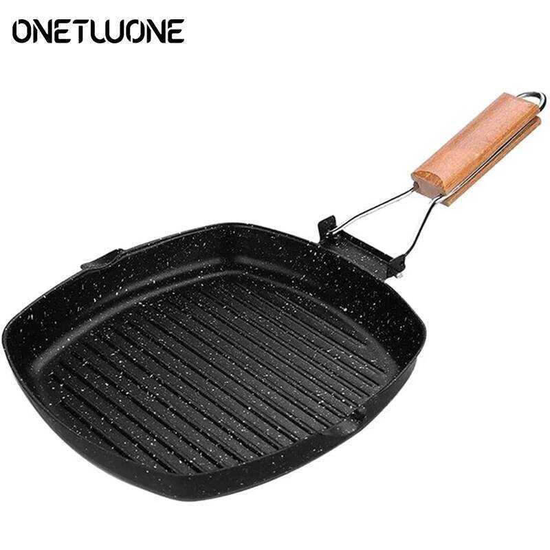 C Foldable Frying Pan Non-Stick Grill Pan With Folding Handle Picnic Grill Pan Square Grilg Skillet