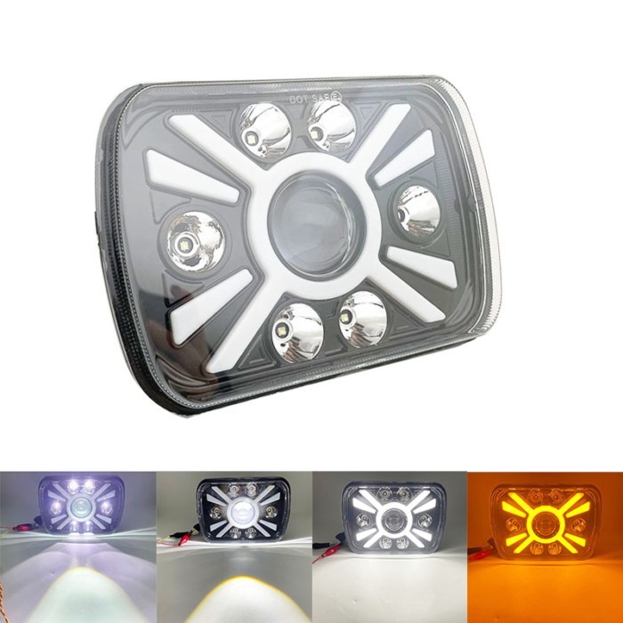 2019 Newest 5x7 inch 7'' Square headlight 55W Hi/Lo Beam for 1986-1995 for Jeep Wrangler YJ and 198