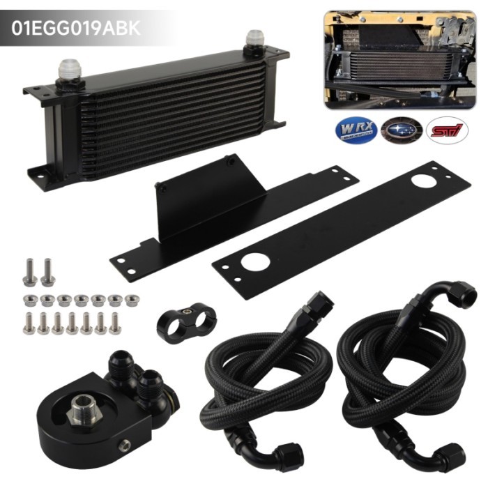 10AN 13 Row Engine Oil Cooler Filter Adapter Hose Kit Fits Subaru WRX/STI 2.0L/2.5L EJ205 EJ255 Eng
