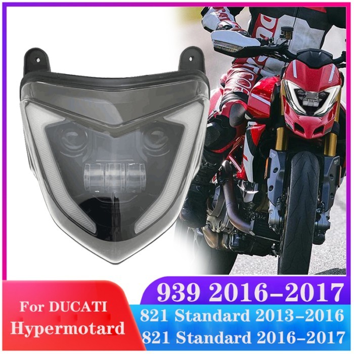 LED Headlight For DUCATI Hypermotard 821 939 SP 2018 Beam Angel Eyes DRL Assembly Kit and Replaceme