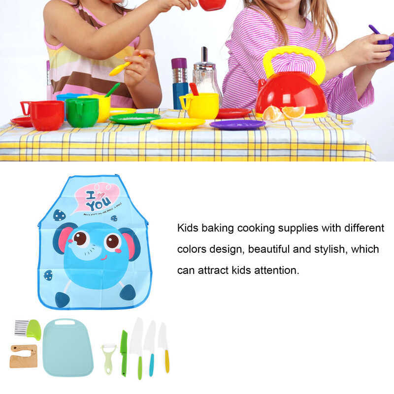 C Kids Cooking Knife Set Apron Potato Chipper Cutting Board Kids Baking Cooking Knife For Play