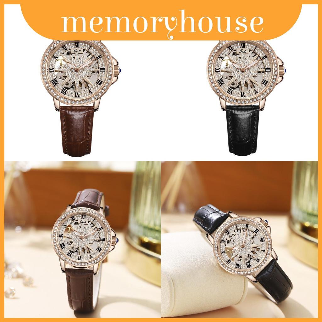 Gedi Classic Mechanical Watch สําหรับสุภาพสตรีพร้อมการออกแบบเคสใสและกันน้ํา