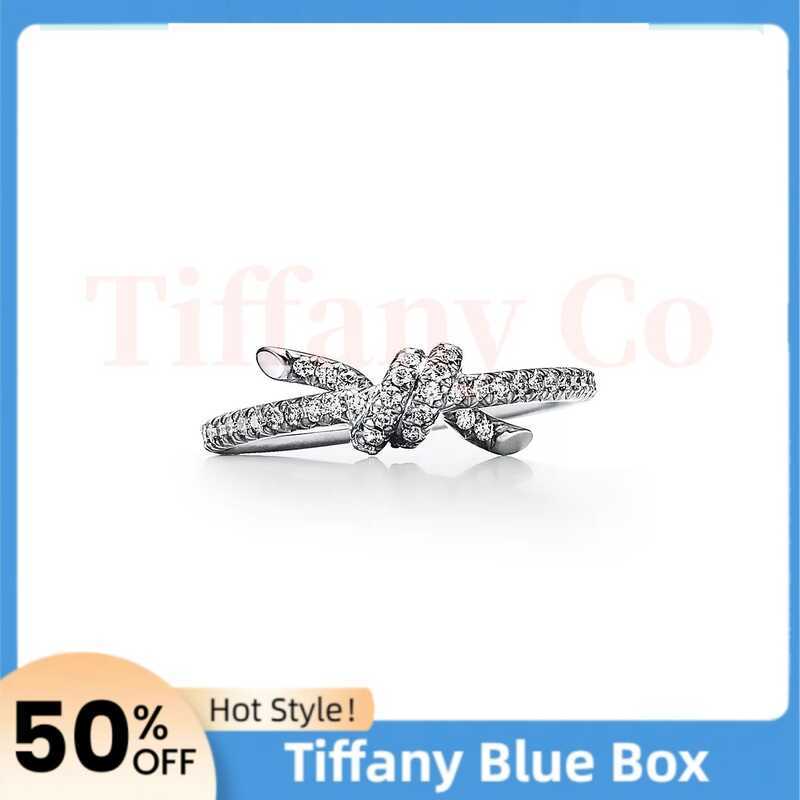 แหวนผูกโบว์ Tiffany & Co. ทองคำเหลือง 18K ประดับเพชร ลายผูกโบว์และเครื่องหมาย แหวนหรูหราคู่รัก