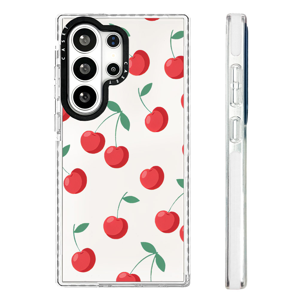 ฤดูร้อน Cherry สติกเกอร์สําหรับ Galaxy S24 S25 FE S23ULTRA S24ULTRA S25ULTRA S26ULTRA ฝาครอบ A55 A56 S26 S23 Plus สีซิลิโคนนุ่มกันชนกันกระแทก