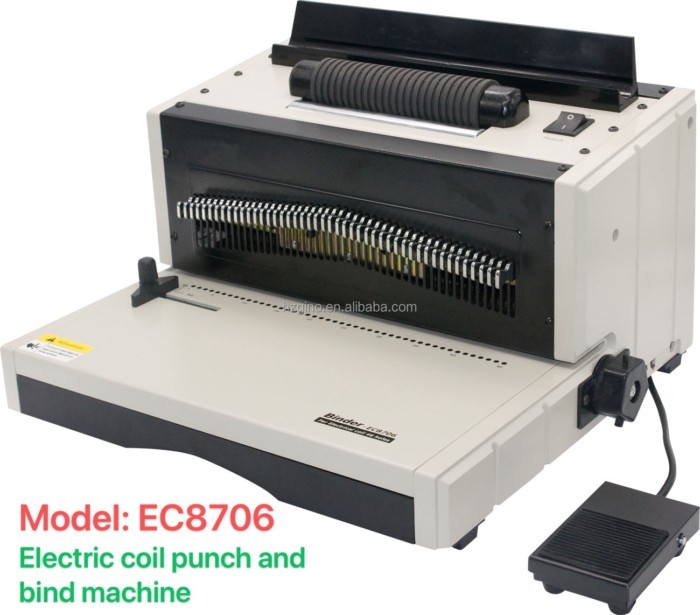EC8706 Book Binding Drill Machine Coil Punch & Bind Machine  Hard Cover Book Binding Machine
