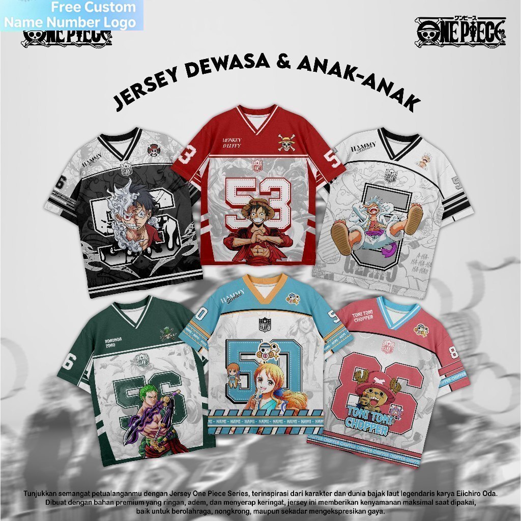 อะนิเมะ One Piece ขนาดใหญ่ สําหรับเด็ก/ผู้ใหญ่ ฟรีชื่อที่กําหนดเอง Kpop วินเทจ เรโทร สตรีทแวร์