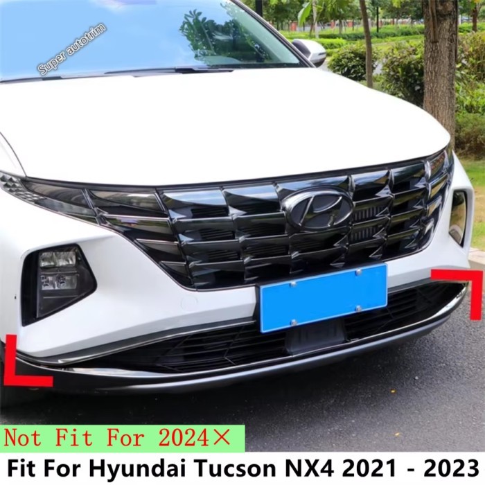 Car Front Bumper Panel Strip Protection Cover Trim Fit For Hyundai Tucson NX4 2021 - 2023 Stainless