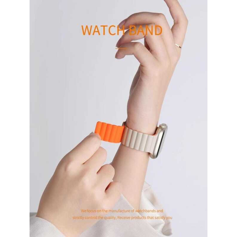C สายรัดข้อมือ Watch งซิลิโคนสปอร์ต Starlight Orange สำหรับ Watch Series 10