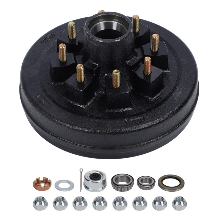 7000lbs Trailer Brake Drum 12 X 2in 8 On 6.5in Metal High Strength Brake Hub Drum for 7000lbs Trail