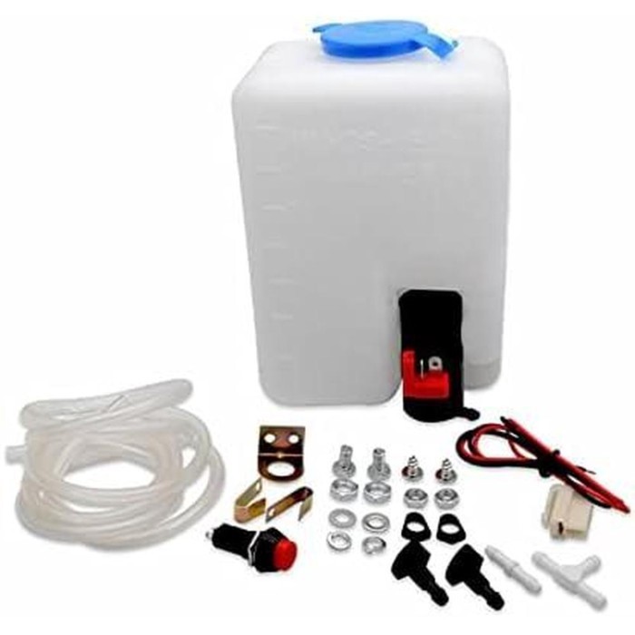 Universal Car Windshield Washer Bottle 12V Windscreen Washer Pump Fluid Tank 1.2L Reservoir Nozzle
