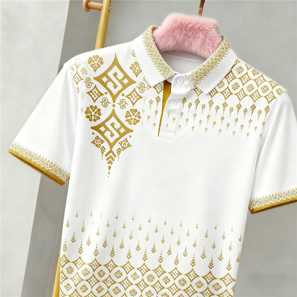 โปโลลายไทยจตุรัก เสื้อลายไทย เสื้อโปโล ใส่ทำงาน ผ้าไมโครเกรดเอ เนื้อผ้านุ่มลื่น เย็นสบาย 1
