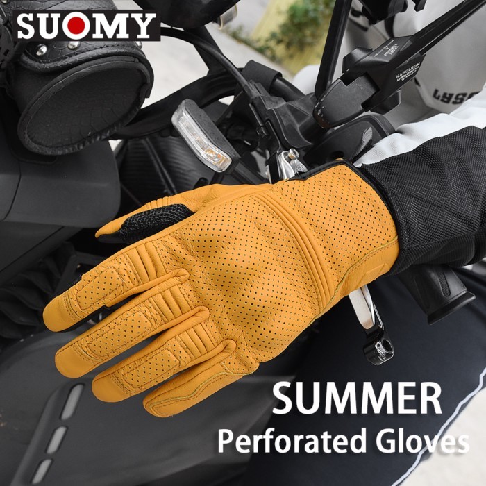 Retro Biker Cycling Motorcyclist Gloves Protection Summer Motorcycle Gloves Leather Yellow Motocros