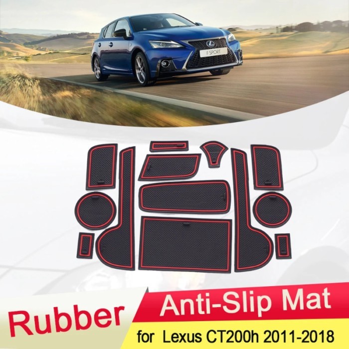 for Lexus CT200h  Lexus CT 200h 2011~2018 Rubber Anti-slip Mat Door Groove Cup pad Gate slot Coaste